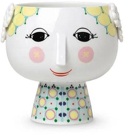 Bjørn Wiinblad Eva cachepô em porcelana com base - Ø15,5 cm - Amarelo