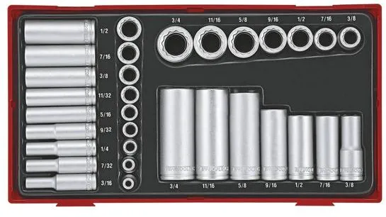 Jogo de Soquetes Teng Tools 1/4-3/8 polegadas - 32 peças